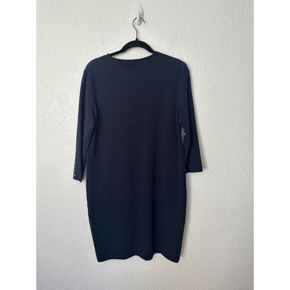 'S Max Mara Knit Geometric Shift Dress Navy Blue - Picture 4 of 6